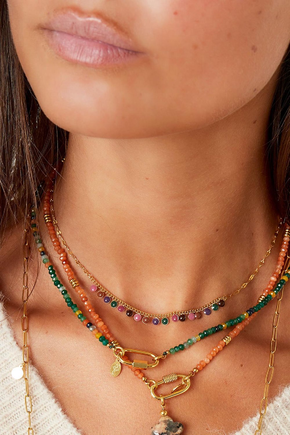 Necklace with carabiner lock Red Stone h5Picture2